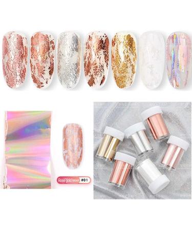 BornBeauty 7 Colors Rose Gold Nail Foils Starry Sky Glitter Transfer Stickers - Holographic Nail Art Tips - Buy Online on GoSupps.com