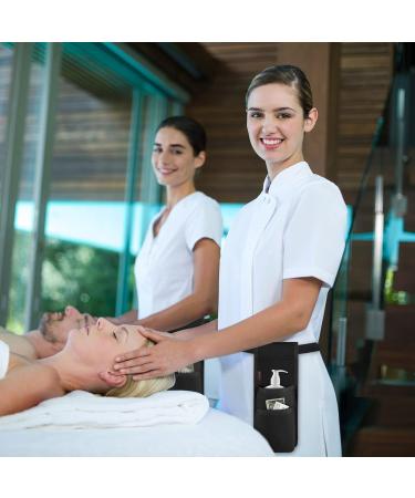 SITHON Professional Massage Bottle Bag - Adjustable Waist Holder Organizer for Massage Lotion & Oil - Black Holster with Multiple Pockets - Buy Online on GoSupps.com