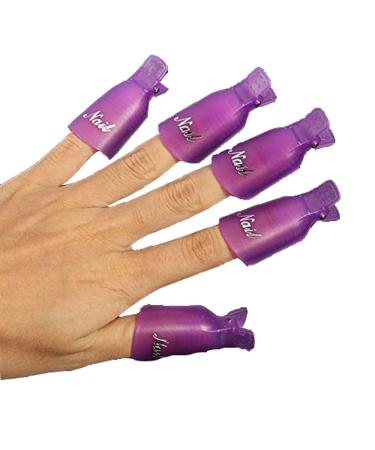 HIGHROCK 10Pcs Acrylic Nail Art Polish Remover Wrap Cleaner Superior Clip Caps (Purple)
