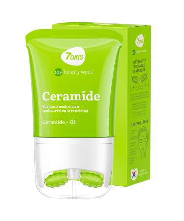 7Days 7Days Moisturizing and Anti-Ageing Face Cream with Ceramide - with Roller Massager Korean Skincare 80 ml