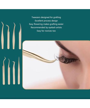 Eyelash Extension Tweezers Set - 8 Premium Stainless Steel Tools for Accurate Application | Ergonomic Design & Pearly Gold Finish - Buy Online on GoSupps.com