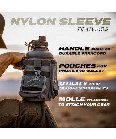 Iron Infidel Battle Bottle - 64 oz Insulated Water Jug with Paracord Handle, Stainless Steel, Betsy Ross Design - Buy Online on GoSupps.com