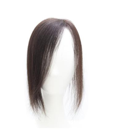 Human Hair Topper 11" Clip in Hairpiece for Thinning Hair Side Part (Light Brown)