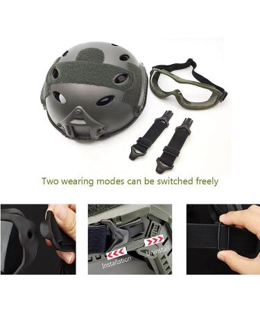 Tactics PJ Type Airsoft Fast Helmet & Foldable Half-Face Mesh Ear Muffs Mask Set - Full Face Protection Goggles OD | International Shipping - Buy Online on GoSupps.com