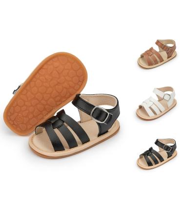 Sonsage Infant Baby Girls Boys Summer Sandals Newborn Bowknot Crib Sandal Outdoor Beach Toddler Pu Leather Soft Rubber Sole Dress Flats First Walker Shoes 3-6 Months B01 Black - Buy Online on GoSupps.com