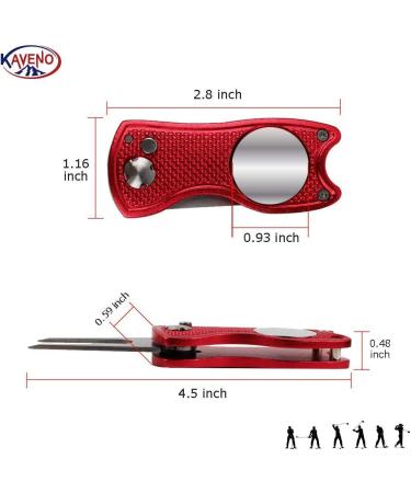 Kaveno Golf Divot Repair Tool - Foldable Stainless Steel Switchblade with Detachable Ball Marker - Red Fish Design - 2 Sets - Buy Online on GoSupps.com