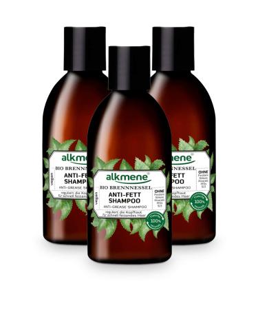 alkmene Anti-greasy shampoo with organic nettle - shampoos for oily hair - vegetable shampoo without silicones parabens mineral oils SLS and SLES - shampoos (3x 250 ml)