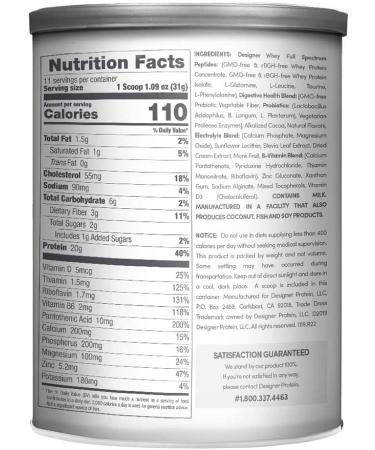 Designer Wellness 100% Whey Protein Powder - French Vanilla, Probiotics & Fiber, Gluten-Free, Non-GMO, 12 oz - Buy Online on GoSupps.com