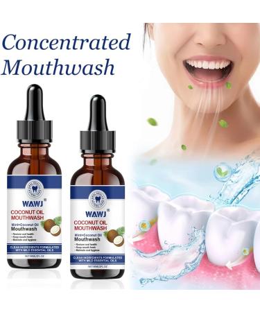 WAWJ Coconut Oil Mouthwash for Teeth with Tongue Scraper Teeth Total Care Mouthwash Natural Mouth Cleaning for Fresh Breath Healthy Teeth (120ml) - Buy Online on GoSupps.com