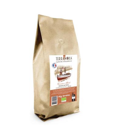 TERRAMOKA - 1 Kg Caf Grains Bio d excellence - 100% Pur Arabica du P rou - Fruit Nuanc et Rac - Sachet 100% Recyclable - Monsieur Albert - Torr fi en France P rou 1 kg (Lot de 1)
