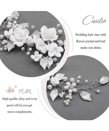 Casdre Flower Bride Wedding Hair Vine Pearl Headpiece - Silver Bridal Hair Accessories for Women and Girls - Buy Online on GoSupps.com
