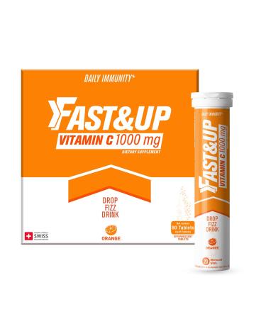 FAST&UP Vitamin C 1000 mg - Antioxidants - Immune Support - Build Your Immunity - 80 Effervescent Tablets - High Absorption Ascorbic Acid - Collagen Booster - Powerful Antioxidant- Orange Flavour 80 Count (Pack of 1)