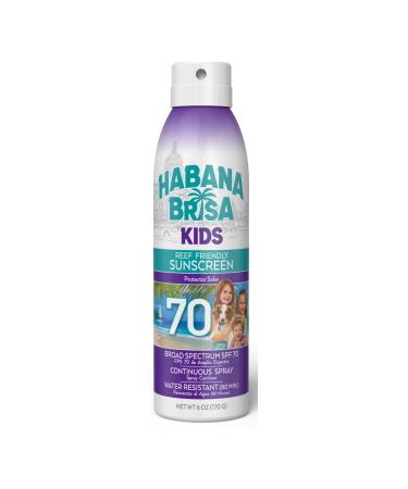 Habana Brisa Kids Sunscreen Spray SPF 70 Hawaii 104 Reef Act Compliant | Octinoxate & Oxybenzone Free | Broad Spectrum UVA/UVB Protection Water Resistant Sun Protection for Sensitive Skin 6 Oz