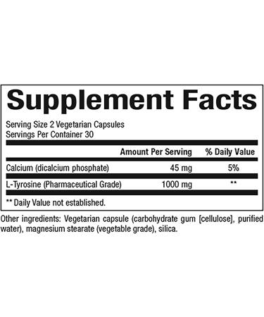 Natural Factors L-Tyrosine 500mg | 60 Vegetarian Capsules - Boost Mood & Focus - Buy Online on GoSupps.com