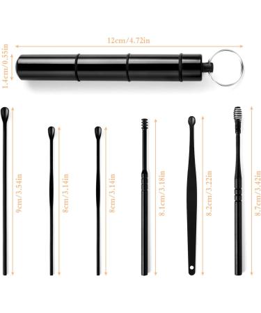 Fumanduo 6-Piece Ear Cleaner Set - Stainless Steel Ear Wax Remover Reusable 6-in-1 Medical Ear Cleaner for Kids & Adults with Storage Box (Black) - Buy Online on GoSupps.com