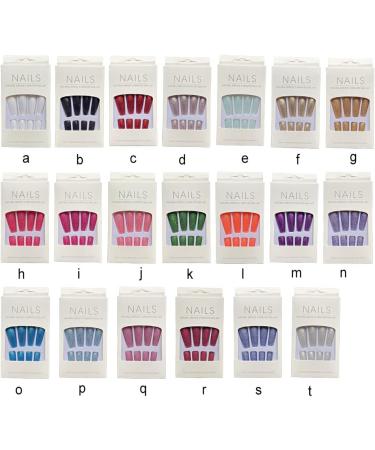 AUklOPVZZ 1 Set French Tip Press on Nails Solid Color Extension Shimmer Fingernails Decals Full Cover Salon Gifts Manicure Kit Type 1 jelly glue - Buy Online on GoSupps.com