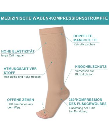 Evolyline Medical Compression Stockings for Men & Women | 20-30 mmHg Class 2 Thrombosis & Flight Socks | Support for Varicose Veins & Ankle | Beige M - Buy Online on GoSupps.com
