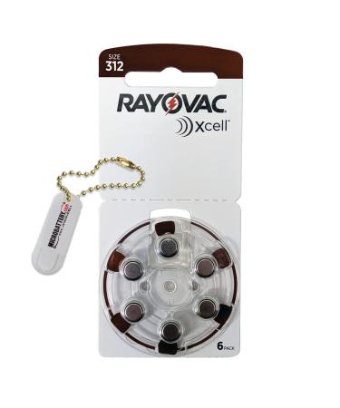 Rayovac Mercury Free Xcell Size 312 Hearing Aid Batteries (60 Batteries) + Keychain