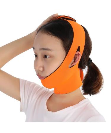 Facial Slimming Mask Face Bandage Nylon And Polyester for Face Care Thin Neck Facelift Double Chin for Women(Orange)