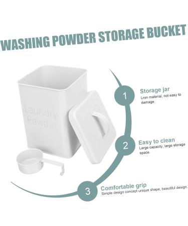 Baluue 2 Sets Washing Storage Bucket Stackable Storage Drawers Laundry White Wrought Iron - Buy Online on GoSupps.com