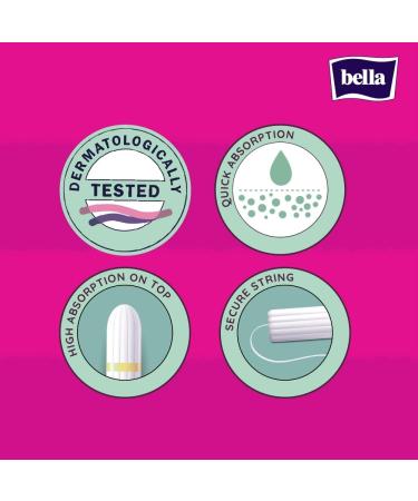 Bella Tampo Regular Tampons - Easy Twist System 5 Packs of 16 | Ideal for Beginners - International Shipping Available - Buy Online on GoSupps.com
