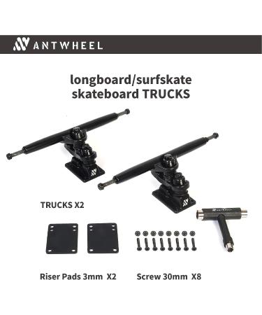 ANTWHEEL Sidewinder II Black Skateboard Trucks - Double Kingpin Set (2), 9.3 Hanger, 12 Axle - Free Hardware | Longboard/Skateboard/Surf Skateboard - Buy Online on GoSupps.com
