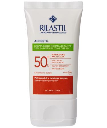 Rilastil acnestile talgnormalization cream soothing and matt effect anti-sun reddening for sensitive acne-tending skin SPF 50+ pack with 40 ml
