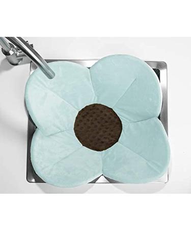 Blooming Bath Poppy Baby Bath Pad - Plush Minky Flower Sink Bath Cushion - Seafoam/Brown - Buy Online on GoSupps.com