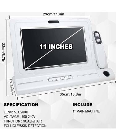 Hair Analyzer for Skin Diagnosis Hair Follicle Analyzer: 11 Inch High Resolution Scalp Detector with 10MP Camera 50x+200x Magnification for Oil Testing - Buy Online on GoSupps.com