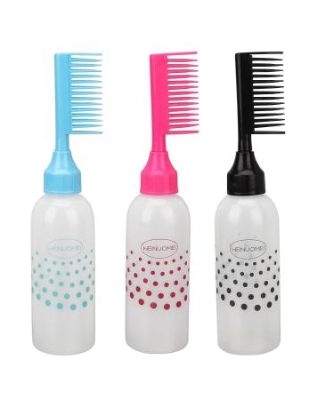 Cimown Hair Dye Comb Applicator Bottle Part Root Comb Comb Applicator Bottle Applicator Bottle for Colouring and Conditioning Hair (Red/Blue/Black)