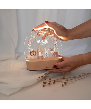 Personalized Night Light for Babies | Custom Bedside Lamp & Unique Gifts for Children | Baby Gift Ideas | Animal & Flower Wreath Designs - Buy Online on GoSupps.com