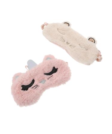 minkissy 2pcs Cat Eye Mask Sleep Eye Cover Animal Eye Unicorn Sleep Eye Shade Eye Salon Utensils Sleeping Eye Mask for Women Xmas Eyeshade Spa Soap Holder Newborn White Polyester