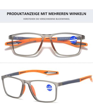Lanomi Self-Tinting Sunshine Blue Light Filter Sunglasses for Men & Women - UV400 Photochromic Reading Glasses +1.0 to +4.0 - Flexible Gray Frame with Orange Arms - Buy Online on GoSupps.com