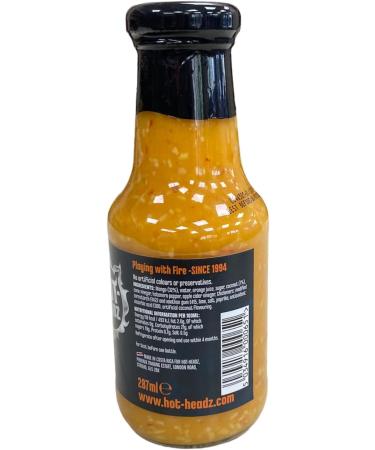 Hot-Headz! Mango Habanero Pepper & Coconut Sauce. Medium Heat Spicy & Sweet Mango Sauce Perfect for Chicken Pizza Pasta Or Steak. Use As Marinade Glaze Sauce Or Dip. Gluten-Free & Vegan. (287ml) - Buy Online on GoSupps.com