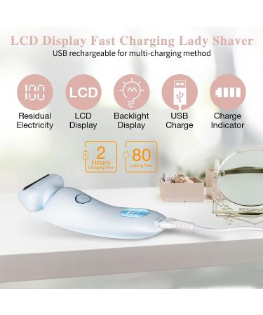 Elegant Electric Shaver for Women | Rechargeable 2-in-1 Razor for Body & Bikini | Cordless Hair Removal Trimmer | IPX7 Waterproof | Blue - Buy Online on GoSupps.com