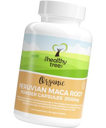 Organic Maca Capsules by TheHealthyTree Company - High Strength 2500mg Extract per Capsule for Men and Women - 120 Vegan Maca Root Powder Tablets