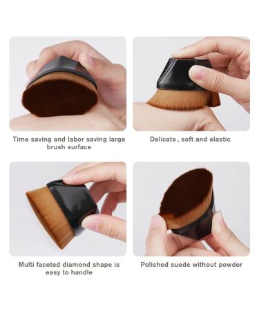 Auauy 2 PC Flat Foundation Brush Set - Seamless Liquid Makeup Brushes with Groove Design - Black & Rose - Portable & Stylish - Buy Online on GoSupps.com