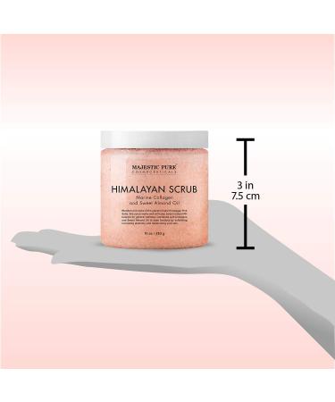 Majestic Pure Himalayan Salt Body Scrub with Collagen & Sweet Almond Oil - Exfoliating & Moisturizing 10 oz - Buy Online on GoSupps.com