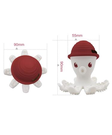 M mbella 8121 Teething Ring - Silicone Octopus in Fireplace Red | Safe Soft & Soothing for Babies - Shop Internationally! - Buy Online on GoSupps.com