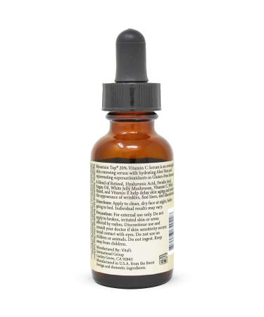 Mountain Top Vitamin C Serum with Hyaluronic Acid, Witch Hazel, Vitamin E, Argan Oil - Dark Spot, Acne, Wrinkle Reducer for Men & Women - Buy Online on GoSupps.com