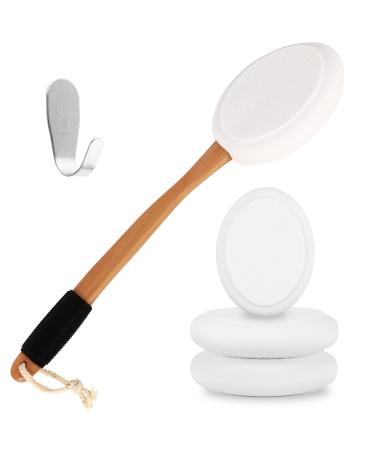 Lotion Applicator for Back | 17" Long Handle Back Lotion Applicator | Easy Reach Self Application for Body Cream, Self Tanning, Pain Relief Gels & Medical Ointments | Includes 4 Textured Pads
