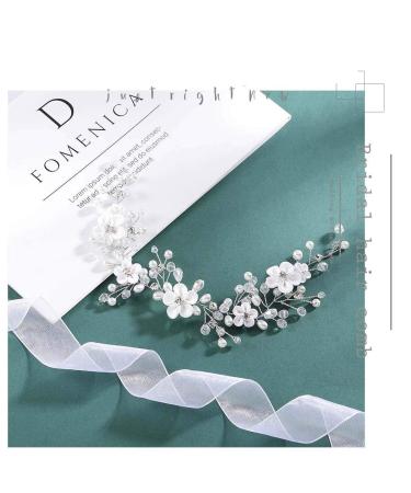 Buy Komunj Flower Hair Jewelry for Brides - Silver Pearl Wedding Hair Vines & Crystal Accessories for Women & Girls - Buy Online on GoSupps.com