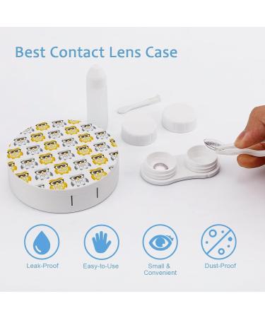 Cute Owls Round Case For Contact Lens Kit Storage Box with Mirror Printed - Buy Online on GoSupps.com