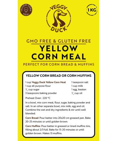 Veggy Duck - Yellow Corn Meal (1Kg) Fine | Gluten Free | Ideal for Making Corn Bread & Muffins A. Yellow Corn Meal (1Kg) - Buy Online on GoSupps.com