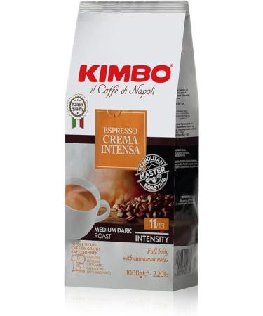 Kimbo Espresso Crema Intensa | Whole Bean Coffee | Medium Dark Roast Intensity 11/13 | Roasted Blended and Made in Italy | 1kg / 2.2lb Bag (Pack of 6) - Buy Online on GoSupps.com