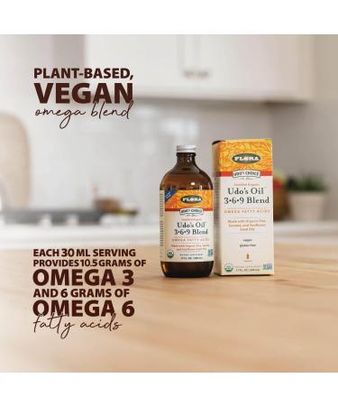 Flora - Udo s Oil Omega 3+6+9 Blend 100% Sustainable Plant-Based Balanced 2:1 Ratio of Omega-3 & Omega-6 Non-GMO + Organic + Vegan + Keto-Friendly 250 mL Liquid Glass Bottle - Buy Online on GoSupps.com