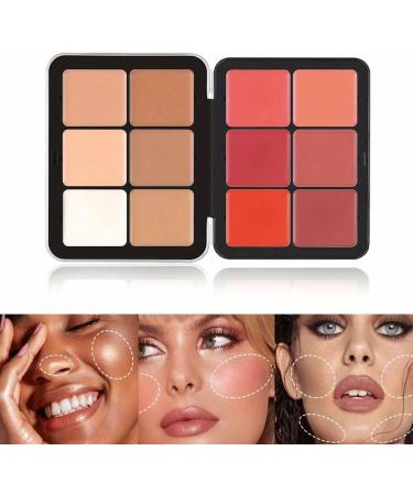 12 Colors Concealer Palette Cream Blush Palette Highlighter Blush Powder Makeup 2-In-1 Face Cosmetics Cream Foundation Palette Long-Wearing Full Coverage Makeup For Flawless Skin (B) - Buy Online on GoSupps.com