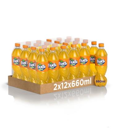 Fanta Fanta Original Gusto d'Orange - 24 bottles of 660 ml with Italian orange juice without the addition of preservatives 100% recyclable PET bottle refreshing taste soft drink