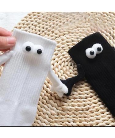 VVZZL Funny Magnetic Suction 3D Doll Couple Socks - Couple Holding Hands Novelty Unisex Socks (2 Pairs, Black) - Buy Online on GoSupps.com
