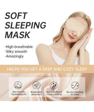 Silky Satin Eye Mask Set of 4 with Headband & Scrunchies - Perfect Travel Eye Covers - Pink - Sleep Comfort for Women - Buy Online on GoSupps.com